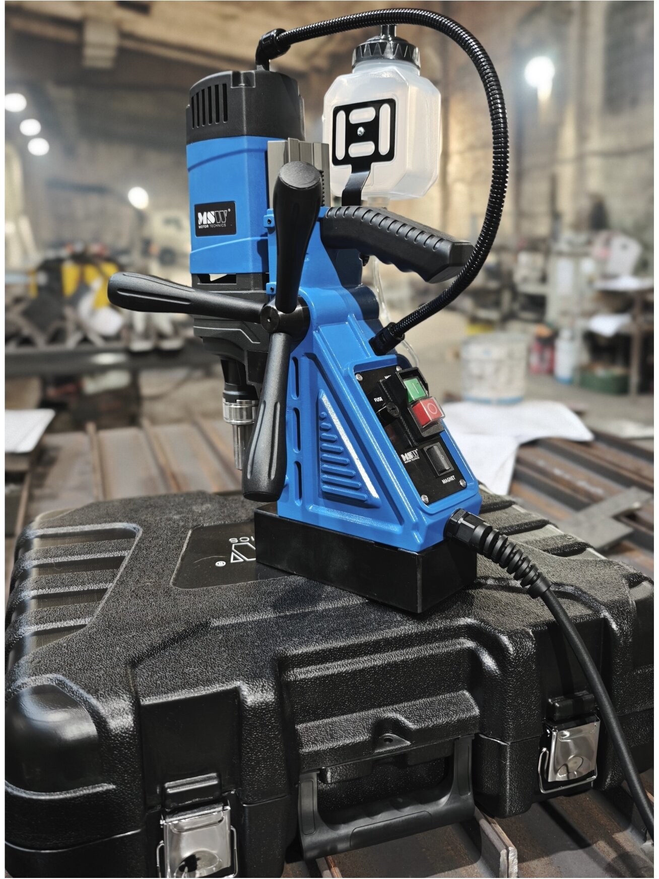 Magnetinės gręžimo staklės MSW Motor 1600W + Gręžimo karūnų rinkinys ECEF Weldon 3